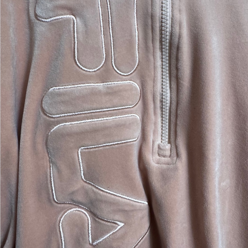 FILA Mauve Peach Pink Half-Zip Hoodie. COMFY - Picture 9 of 15